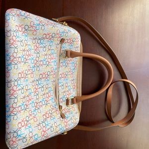 Colorful Calvin Klein logo satchel